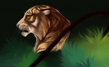 Картинка рисованные животные +тигры морда