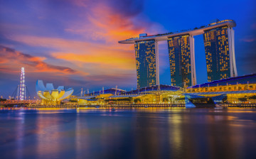 обоя города, сингапур , сингапур, закат