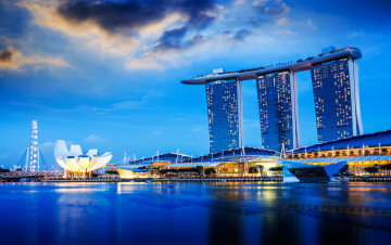 Картинка города сингапур+ сингапур вечер