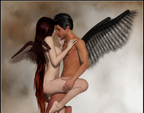 Картинка 3д+графика ангел+ angel фон взгляд девушка ангелы