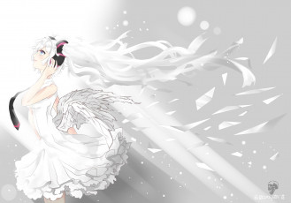 Картинка аниме vocaloid hatsune miku крылья девушка арт белое платье