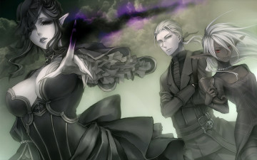 Картинка аниме ангелы +демоны эльфы магия вдова вуаль облака