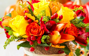 Картинка цветы букеты +композиции тюльпаны альстремерия розы букет
