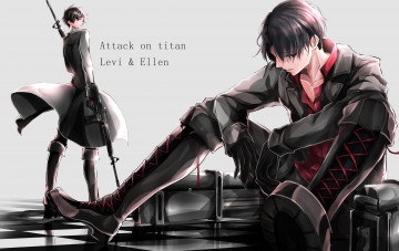 Картинка аниме shingeki+no+kyojin арт парни атака титанов оружие