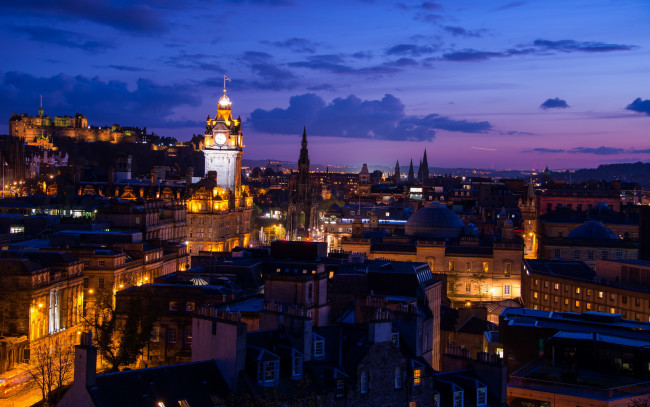 Обои картинки фото города, эдинбург , шотландия, эдинбург, огни, ночь