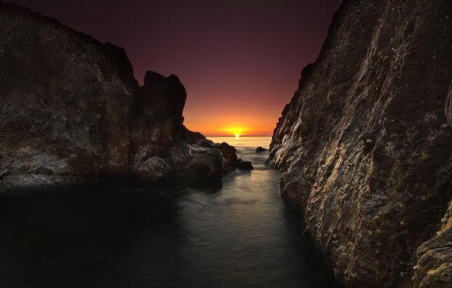 Обои картинки фото природа, восходы, закаты, море, скалы, рассвет
