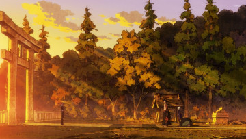 Картинка аниме katanagatari встреча пейзаж