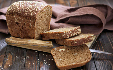 Картинка еда хлеб +выпечка кунжут ломти буханка