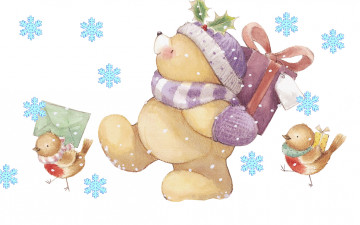 Картинка рисованное мишки+тэдди подарок праздник