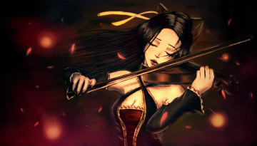 Картинка аниме музыка смычок скрипка уши фон девушка