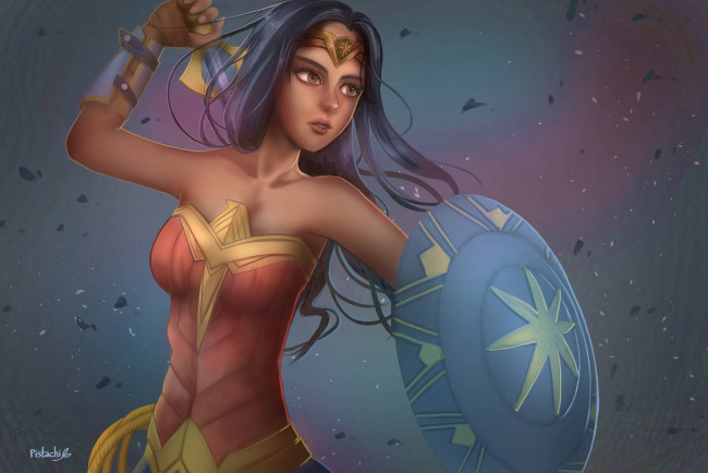 Обои картинки фото рисованное, комиксы, wonder, woman