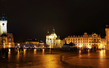 Картинка города прага+ чехия огни вечер площадь
