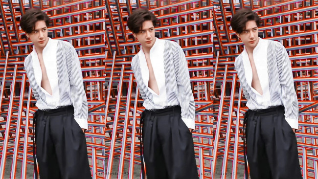 Обои картинки фото мужчины, wang yi bo, рубашка, решетка