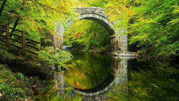 Картинка holn+bridge the+river+dart dartmoor england города -+мосты holn bridge the river dart