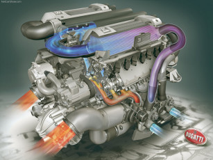 Картинка 2005 bugatti veyron автомобили двигатели