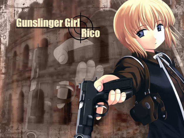 Обои картинки фото gunslinger, girl, аниме, gun, slinger
