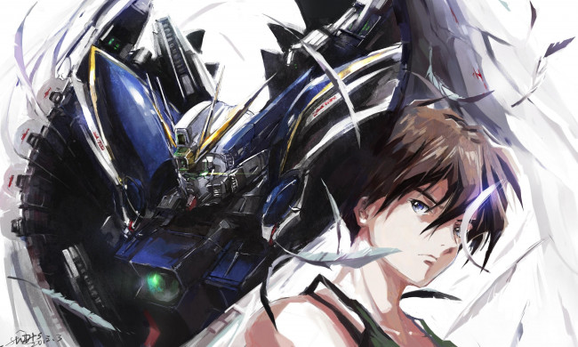 Обои картинки фото heero, yuy, аниме, gundam, seed, wing