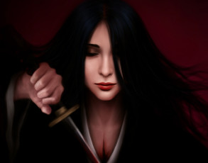 Картинка аниме bleach меч лицо арт волосы