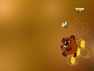 Картинка рисованные минимализм соты пчелы мёд винни-пух