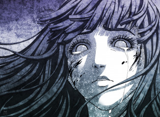 Картинка аниме naruto хьюга волосы брюнетка взгляд слёзы лицо чёрно-белая арт хината