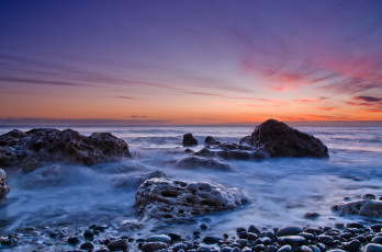 Картинка природа побережье свет тучи горизонт камни кляж океан