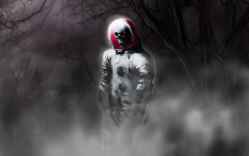 Картинка космонавт фэнтези нежить скелет лес туман