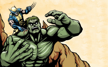 Картинка росомаха+против+халка рисованные комиксы wolverine hulk сражение халк росомаха