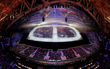 Картинка спорт стадионы стадион открытие сочи олимпиада шоу огни трибуны греция команды