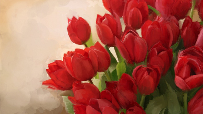 Обои картинки фото рисованные, цветы, тюльпаны