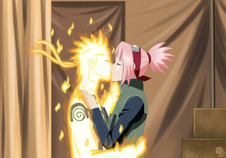 Картинка аниме naruto шторы огонь поцелуй наруто сакура