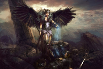 Картинка фэнтези ангелы душа ангел крылья воин поле битвы