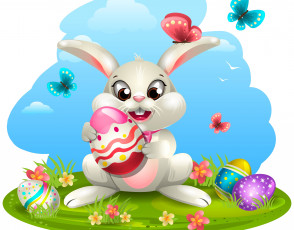 Картинка праздничные пасха яйца фон кролик