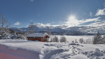 обоя города, - пейзажи, romsdal, зима, norway, норвегия