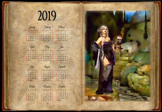 Картинка календари фэнтези вода девушка череп