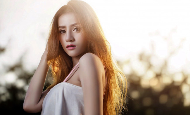 Обои картинки фото девушки, - азиатки, рыжие, волосы, азиатка