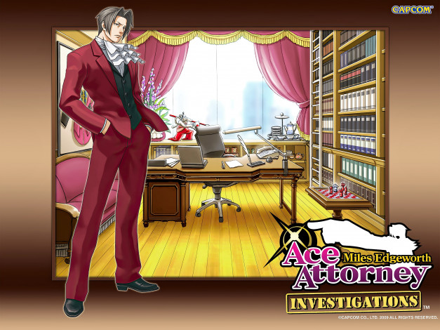 Обои картинки фото видео игры, ace attorney,  investigations - miles edgeworth, мужчина, кабинет