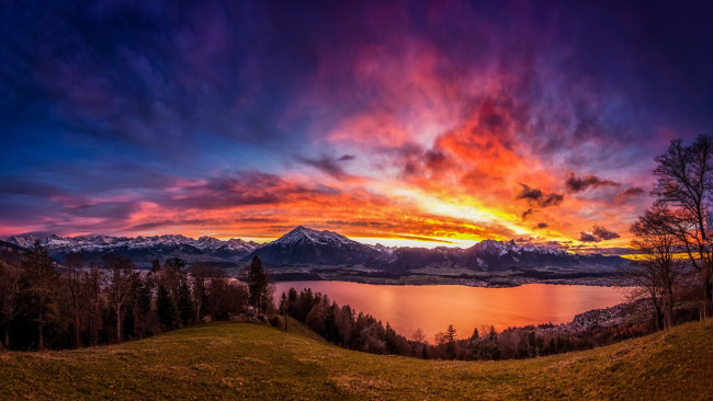 Обои картинки фото lake thun, canton of bern, switzerland, природа, реки, озера, lake, thun, canton, of, bern