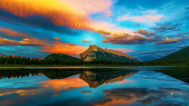 Обои картинки фото vermilion lakes, banff np, alberta, природа, реки, озера, vermilion, lakes, banff, np