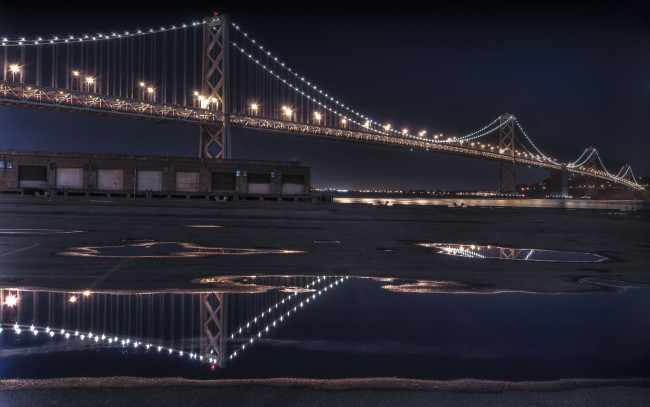 Обои картинки фото the, bay, bridge, san, francisco, города, сан, франциско, сша