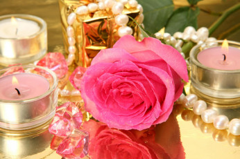 Картинка разное свечи роза жемчуг