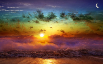 Картинка природа восходы закаты бурливо море
