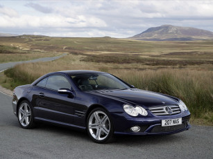 Картинка автомобили mercedes-benz синий r230 uk-spec package sports sl 500