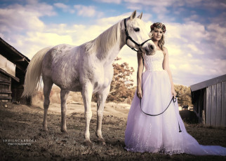 обоя девушки, -unsort , блондинки, лошадь, невеста