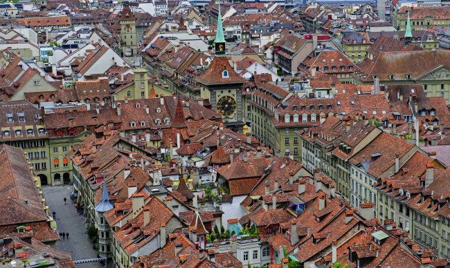 Обои картинки фото города, берн , швейцария, панорама, крыши
