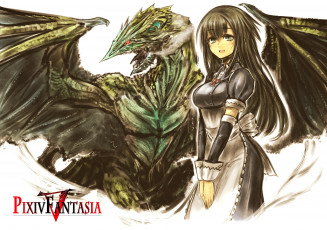 Картинка аниме pixiv+fantasia девушка kotoba noriaki pixiv fantasia дракон