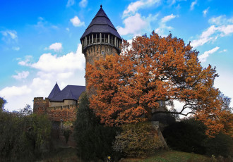 обоя castle linn, города, замки германии, башня, осень