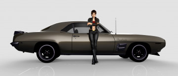 Картинка автомобили 3d+car&girl фон взгляд девушка автомобиль