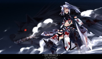 Картинка аниме pixiv+fantasia yuuki eishi pixiv fantasia девушка кровь оружие волк арт