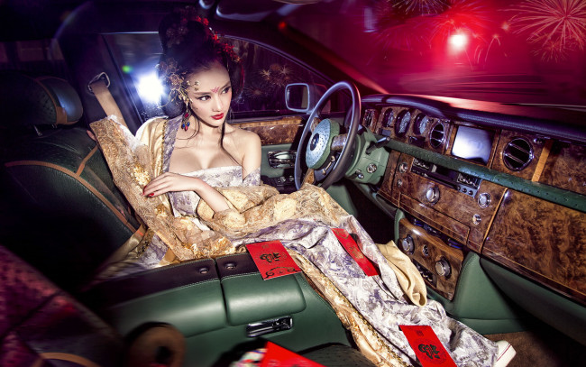 Обои картинки фото автомобили, -авто с девушками, азиатка, девушка, фон, автомобиль, взгляд