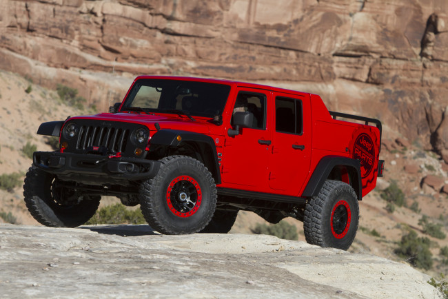 Обои картинки фото автомобили, jeep, красный, jk, 2015г, concept, responder, red, rock, wrangler